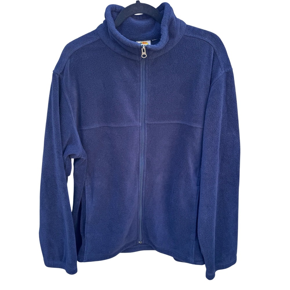 Bass Pro Shops Mens Navy Blue Full Zip Fleece Jacket Outdoor Hiking Size Large